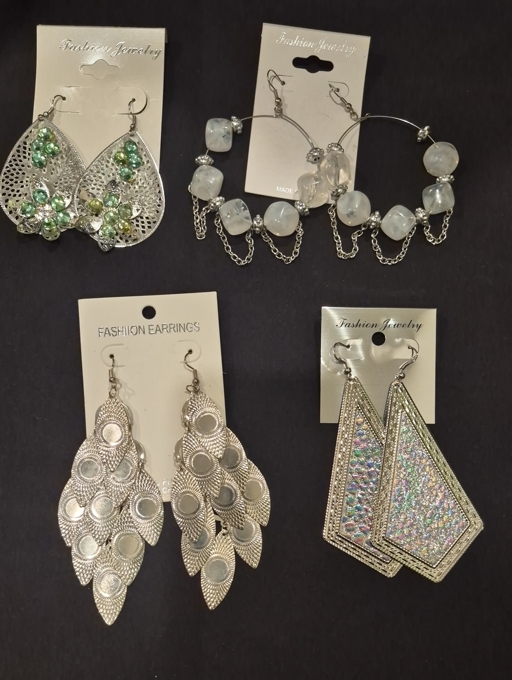 Fashion Jewelry Silver Bundle Of 4 Earrings Set